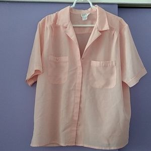 Semisheer pink button up shirt
